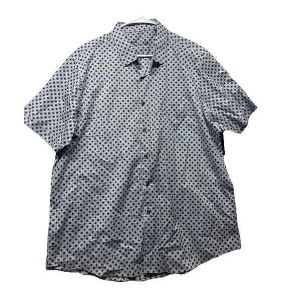 Tasso Elba Mens Geometric Button Up Shirt Shirt Sleeve Blue Size XXL NWT - Picture 1 of 4